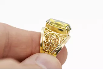 Pierścionek Vintage Biżuteria Żółty Perydot 14k żółte złoto vrc057y